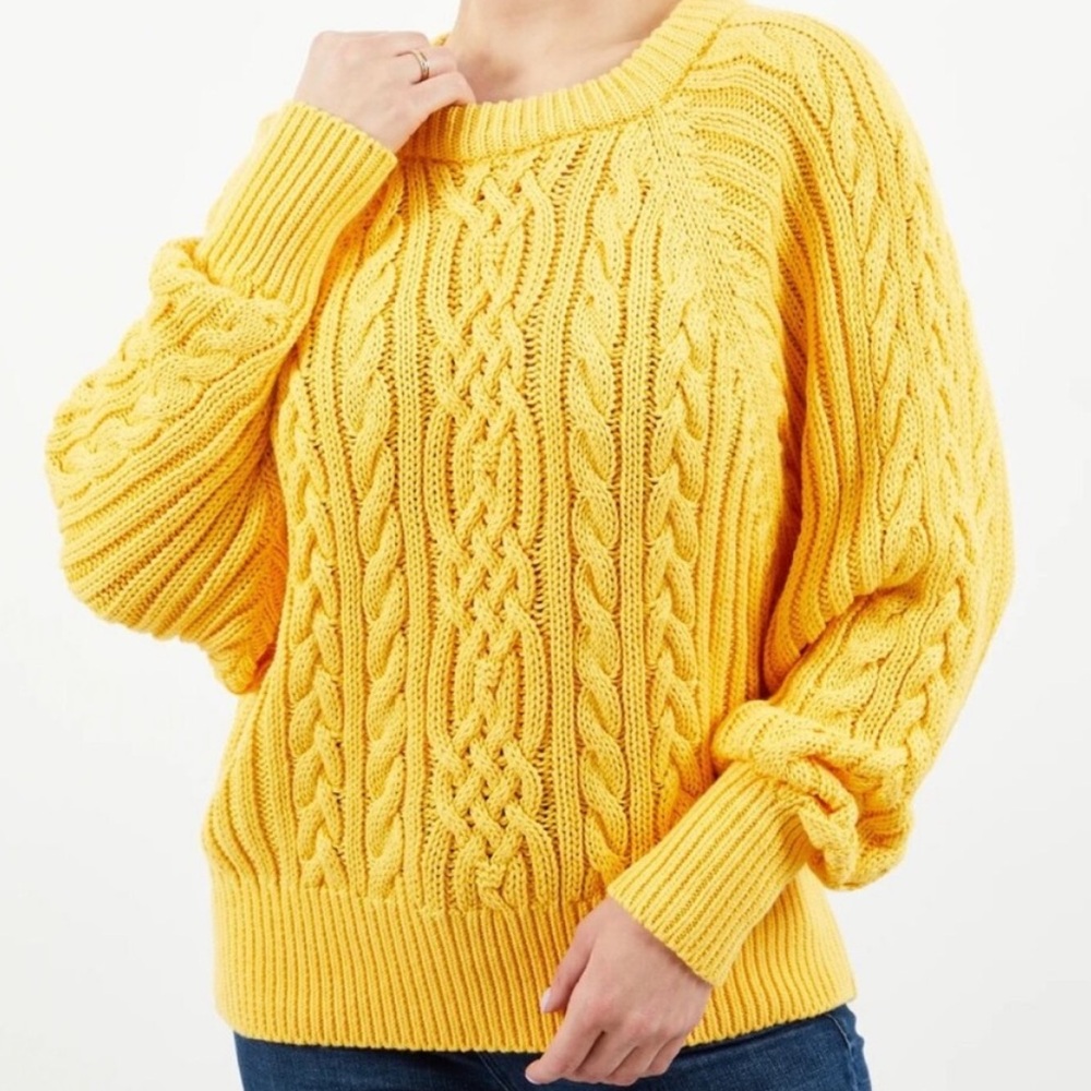 Lauren Ralph Lauren Black Label Chunky Yellow Cable Knit Sweater